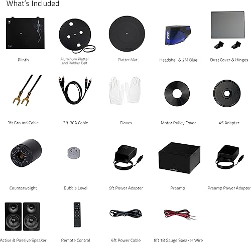 Miniatura 9 de Fluance Reference RT84 Tocadiscos de vinilo de alta fidelidad (piano negro), PA10 Phono Preamp y Ai41 Powered 5" Librero Altavoces (ceniza negra),