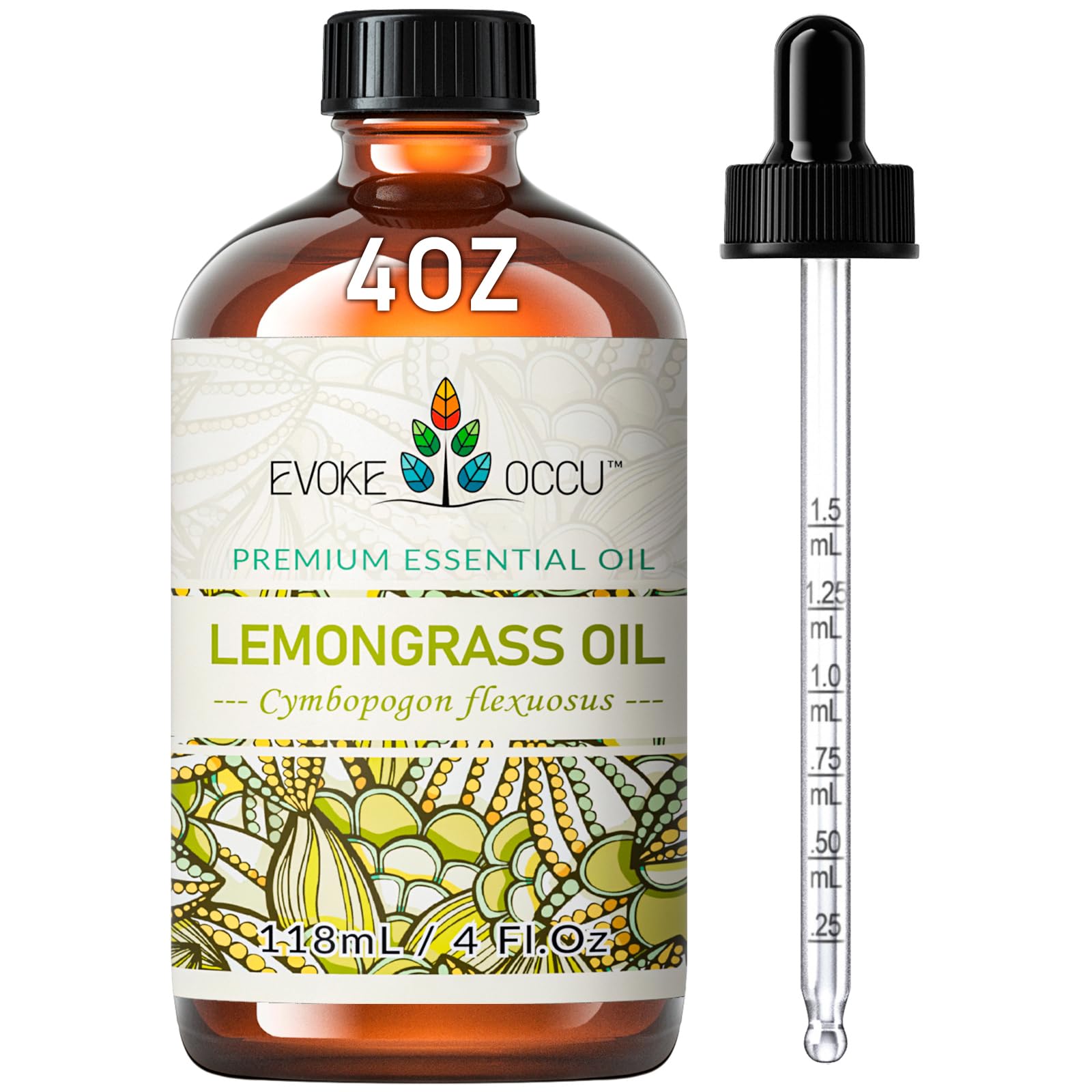 EVOKE OCCU Lemongrass Essential Oil for Diffuser, Skin Care &amp; Aromatherapy