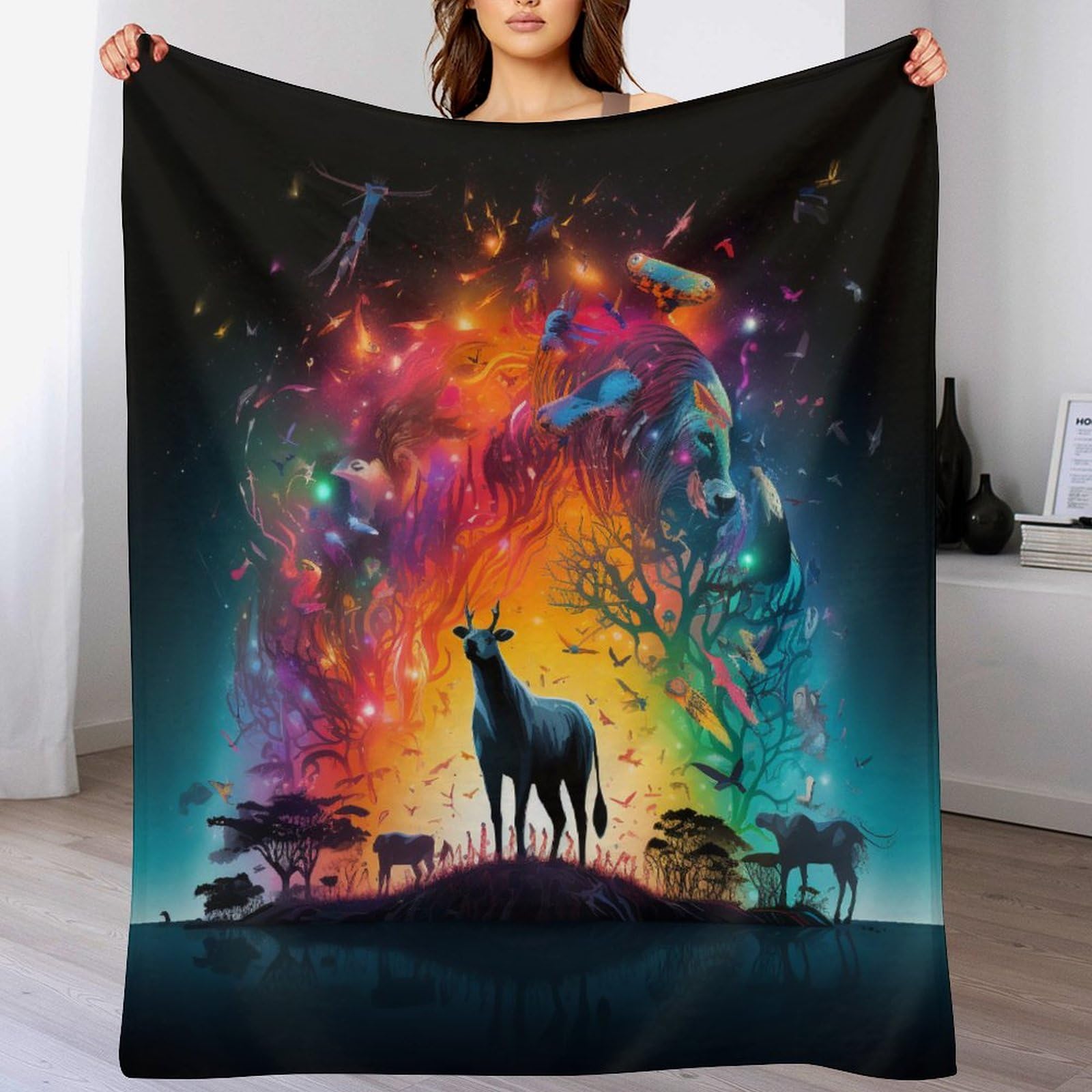 Manta de ciervo cálida 130x180 cm para sofá y cama