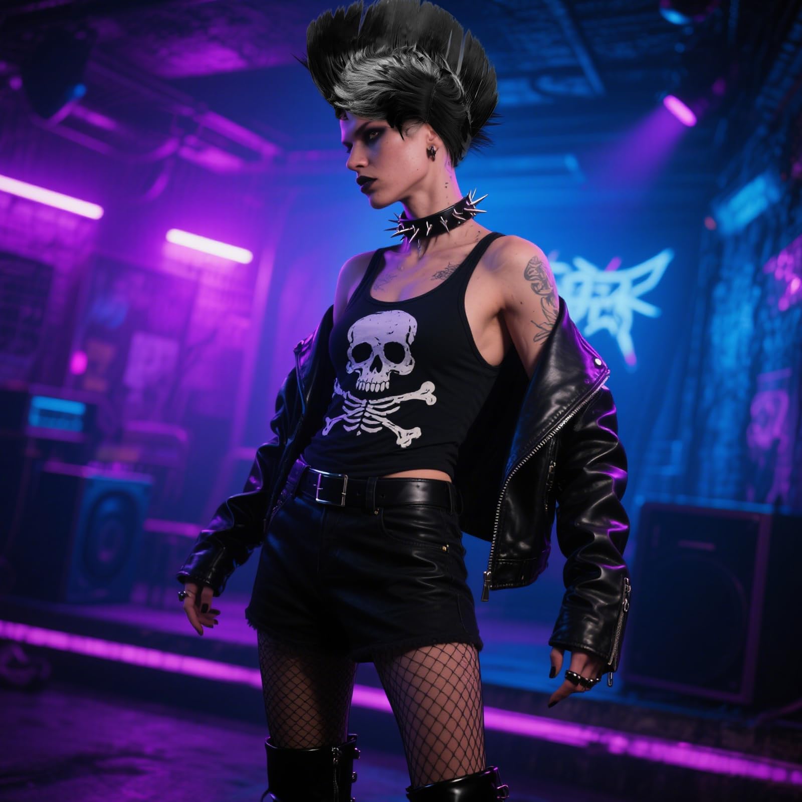 UILYNIU 80s Street Punk Wig Heavy Metal Disco Black Wig Dress Up Wigs Rock Star Hard Rocker Costume Rocker Fancy Dress Accessories Halloween Fancy Costume (Black) - Image 3