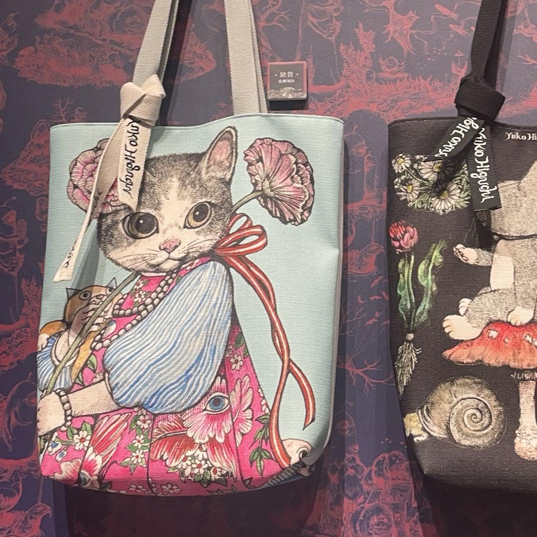 Amazon.co.jp: ヒグチユウコ 台湾 トートバッグ 猫 ブルー : ファッション 