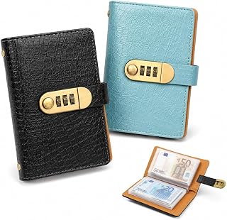 Budget Planner Deutsch, 2er Set 100 Seiten mit Zahlenschloss Budgetplaner Umschlagmethode, Krokodil-Optik Cash Stuffing Geld Sparen Challenge Sparbuch für Geld Challenge, Schwarz und Blau