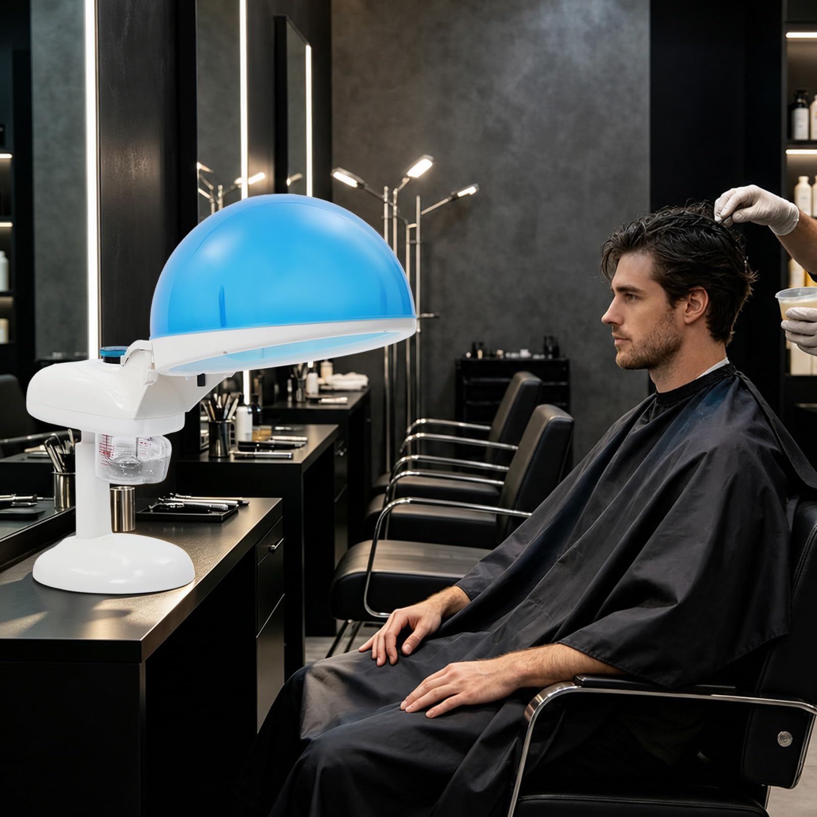 Umidificatore per capelli 400 W con cuffia per capelli | Circa 25 minuti. Tempo di vapore, 2 opzioni di riempimento, ugello spray rimovibile, base compatta da tavolo