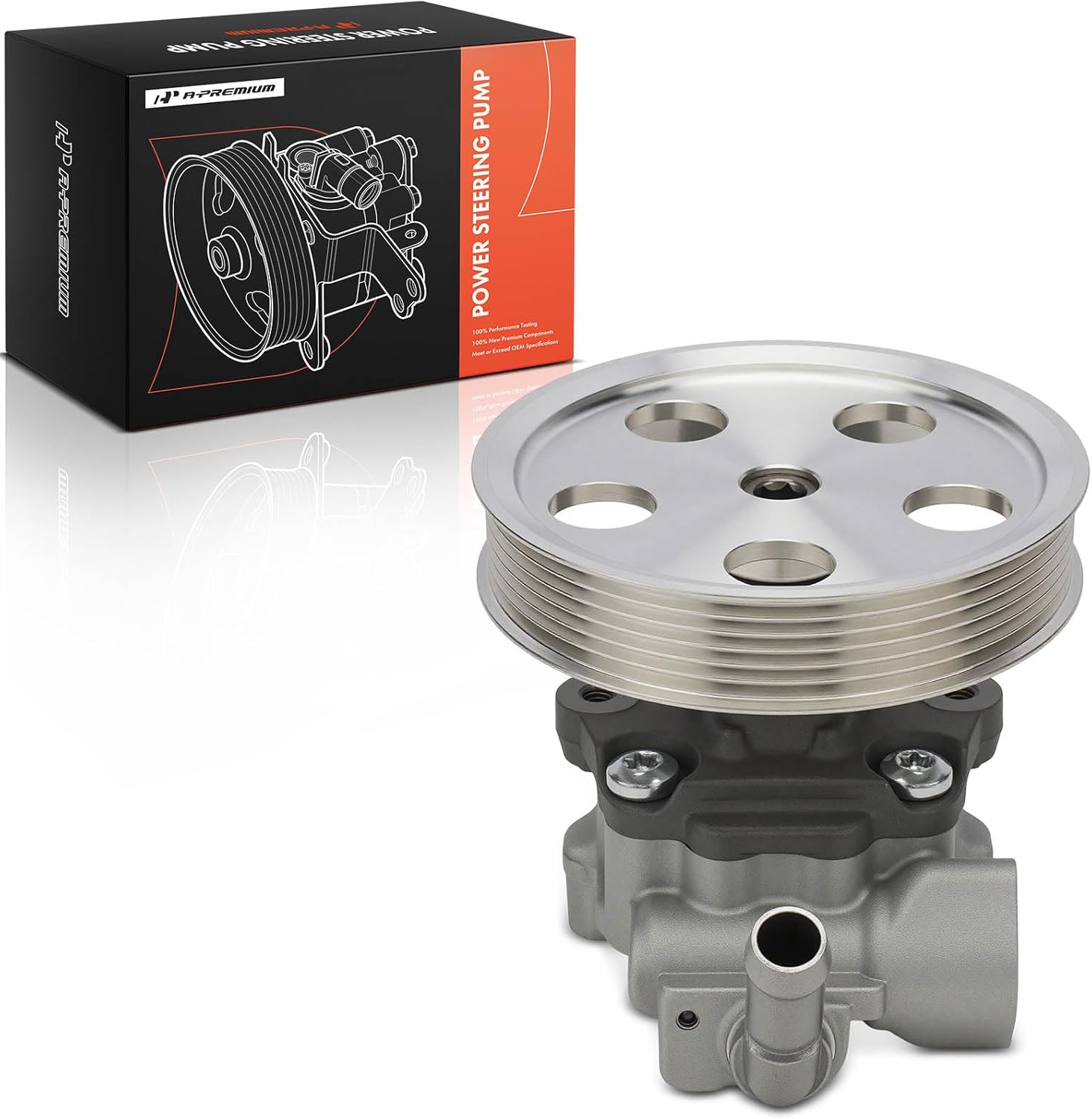 A-Premium Power Steering Pump, with Pulley, Compatible with Audi Q5 2010 2011 2012 2013 2014 2015 2016 2017 2018, L4 2.0L, Replace # 8R0-145-153-A, 8R0-145-153-D