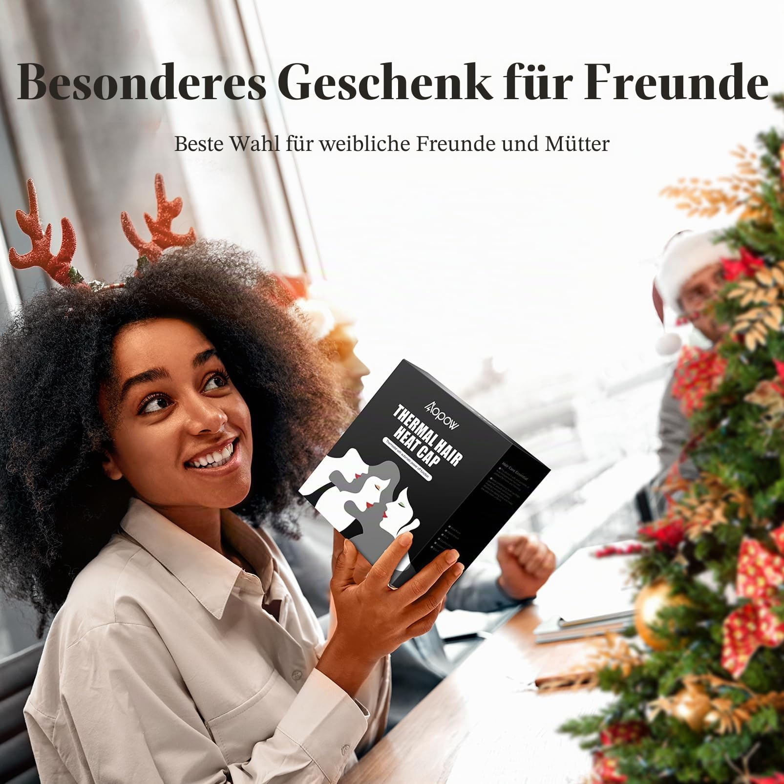 AOPOW Heizhaube für Haare, Dampf, Pflege – beheizbare Haube für krauses Haar, Locken, Capillar, Salon, Haarkappe, Spa, Haus, Protein, Haartrockner, elektrisch (Schwarz)