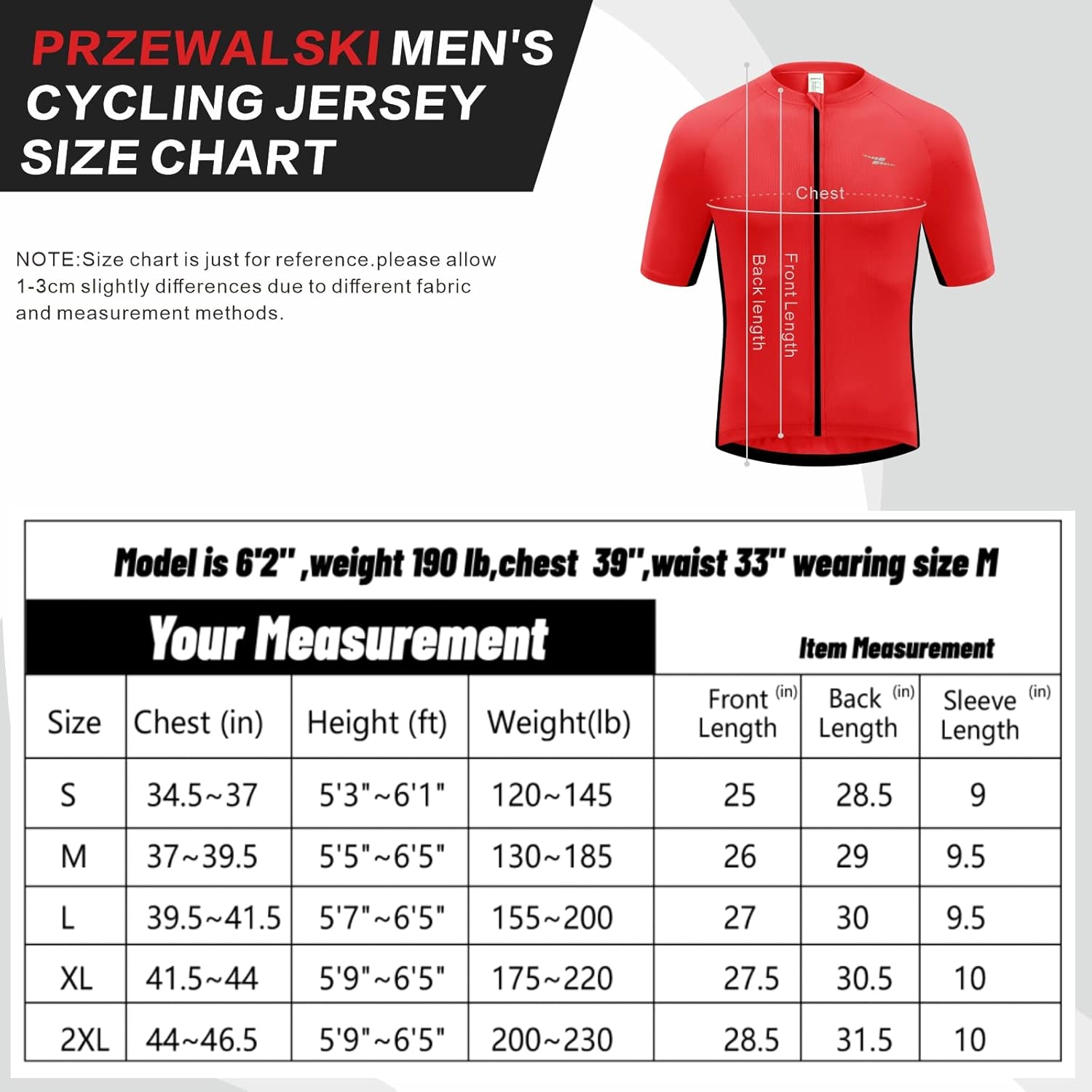 Miniatura 7 de Przewalski Camiseta de ciclismo para hombre, manga corta, cremallera completa, con 3 bolsillos traseros, transpirable