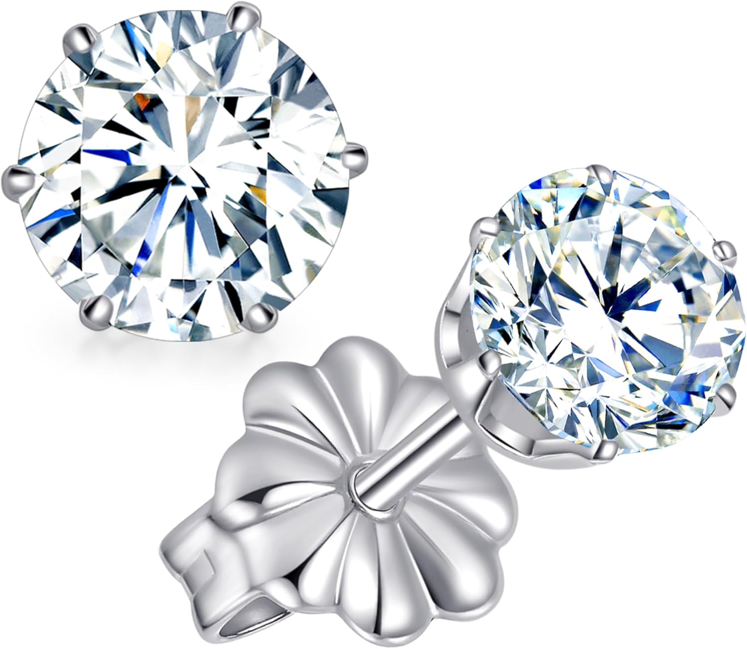 Limerencia Moissanite Stud Earrings, G23 Titanium Hypoallergenic Lab Created Diamond Stud Earring 18K Gold Plated Moissanite Jewelry Round Cut D Color VVS1 Clarity 0.2CT-1.6CT