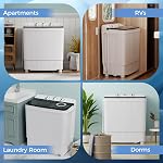 Giantex laveuse portable, 17.6lbs laveuse compact Spinner Combo avec vidange de pompe, Twin Tub 11lbs Lave-linge & 6.6lbs Spin, Lavadoras Portatiles pour Appartement RV Collège de Dorm (Blanc) & Noir)