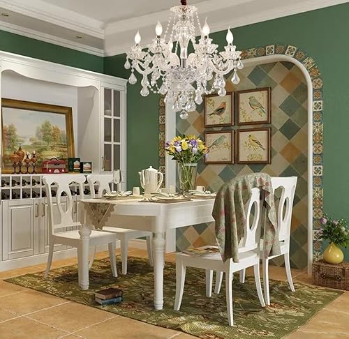 Miniatura 7 de Durahonn Candelabro de cristal K9 de lujo, 18 luces, lámpara de techo contemporánea de cristal transparente, lámpara colgante de cristal de lujo,