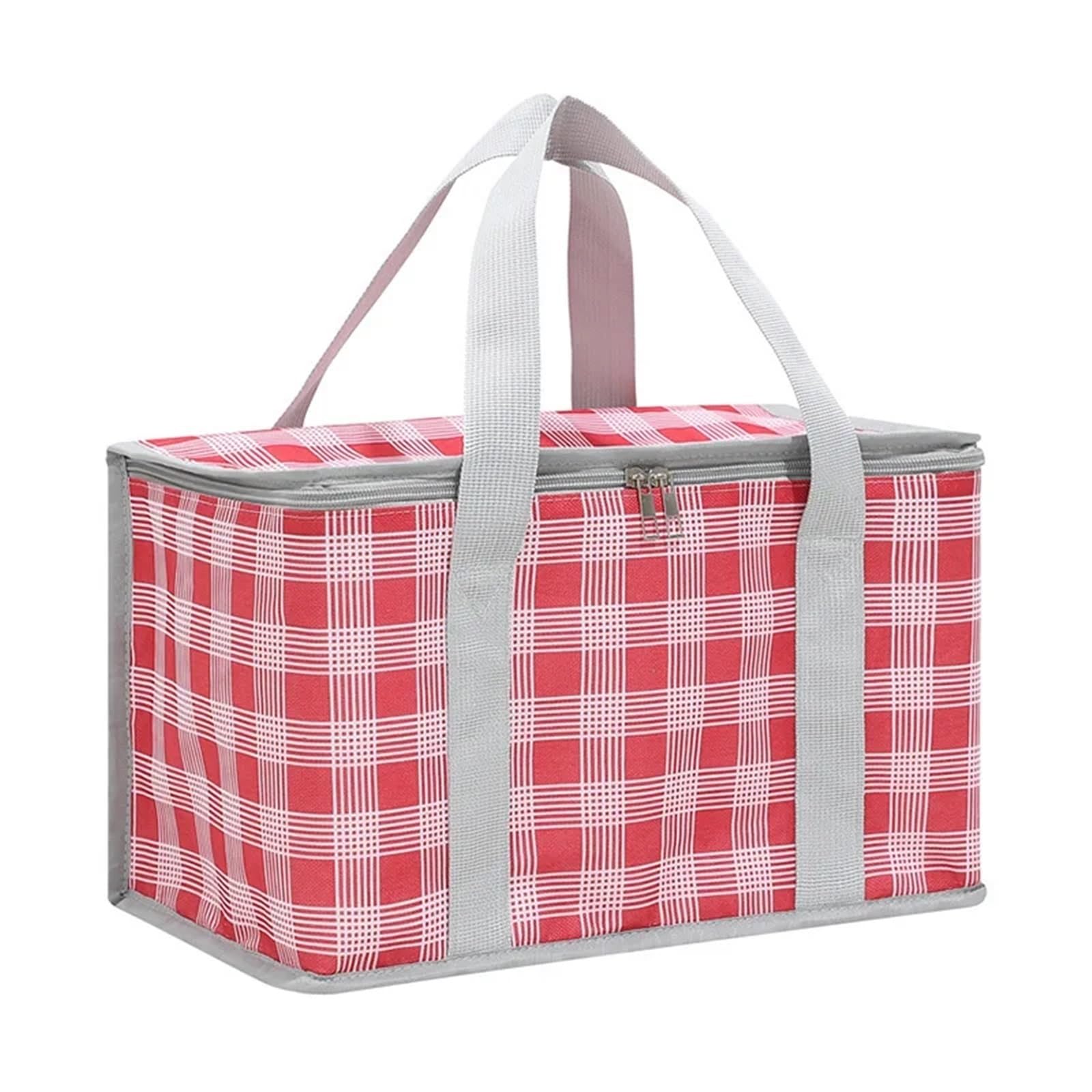 Sac Isotherme Repas Sac à Main Bento for Pique-Nique, Grande capacité, extérieur, étanche, résistant l'humidité, Isolation Thermique, Rangement Pliable(Red Checkered)