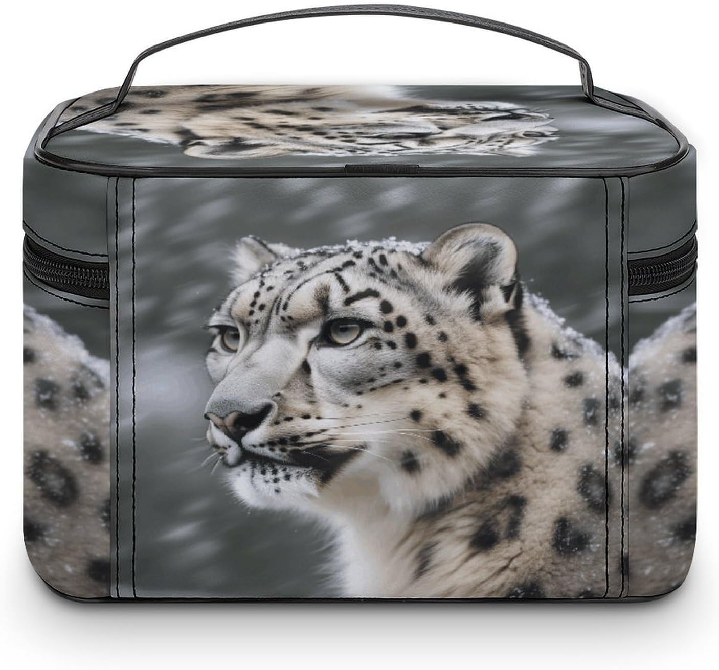 Snow Leopard Travel Makeup Bags Large Capacity Cosmetic Bag for Women Portable Makeup Artist Organizer Bags Waterproof Make Up Bag Lightweight Hand-held Makeup Case image 3