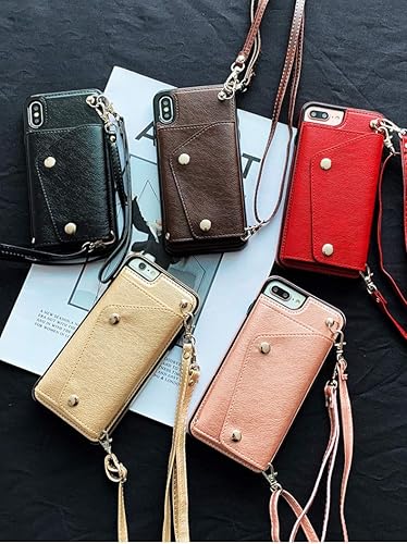 Miniatura 7 de LUVI Funda con tarjetero para iPhone 11 Pro con correa para el cuello, cadena cruzada, correa de muñeca, funda protectora con ranura para tarjeta de