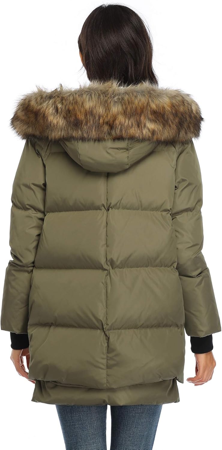 Women's Winter Thickened Down Jackets Long Down Coats Warm Parka with Hood - Image 2