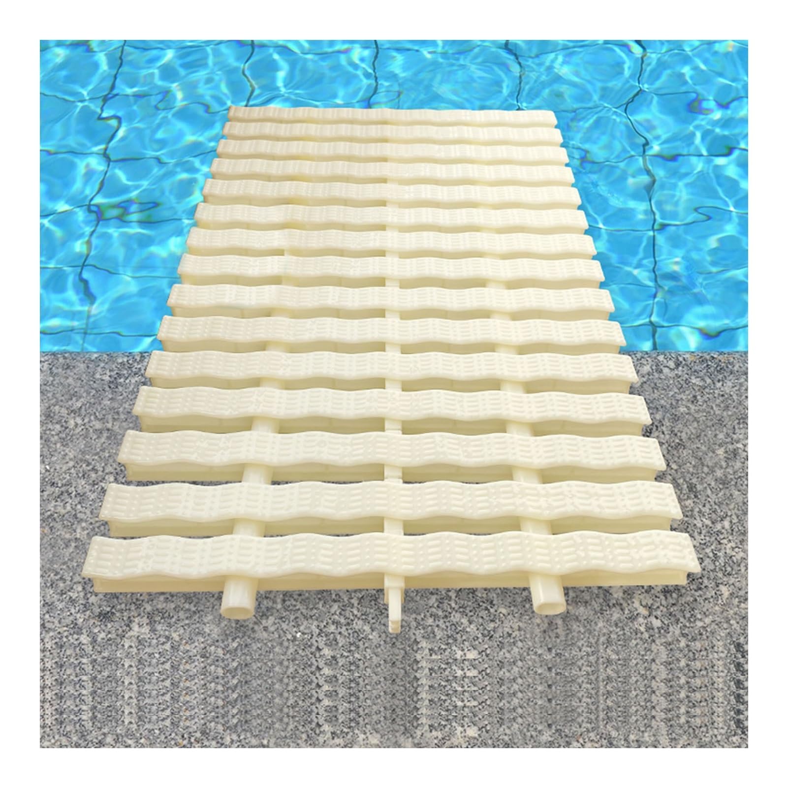 GJMSSMY ABS Non-Slip Pool Drain Grating Cover, Shower & Sewer Grate for Driveway/Patio/Deck, 10 Pack Bone Color, 25x100CM Durable Plastic Drainage Solution