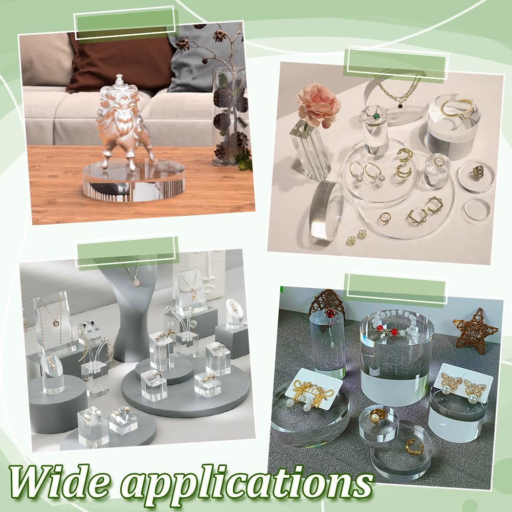 nbeads 10 Stück Runder Acryl Displayblock, Klare Polierte Blöcke Zur Präsentation von Schmuck Aus Acryl Polierte Acrylkante Basis Für Den Tisch Zur Präsentation von Sammlerstücken Figuren, 5cm
