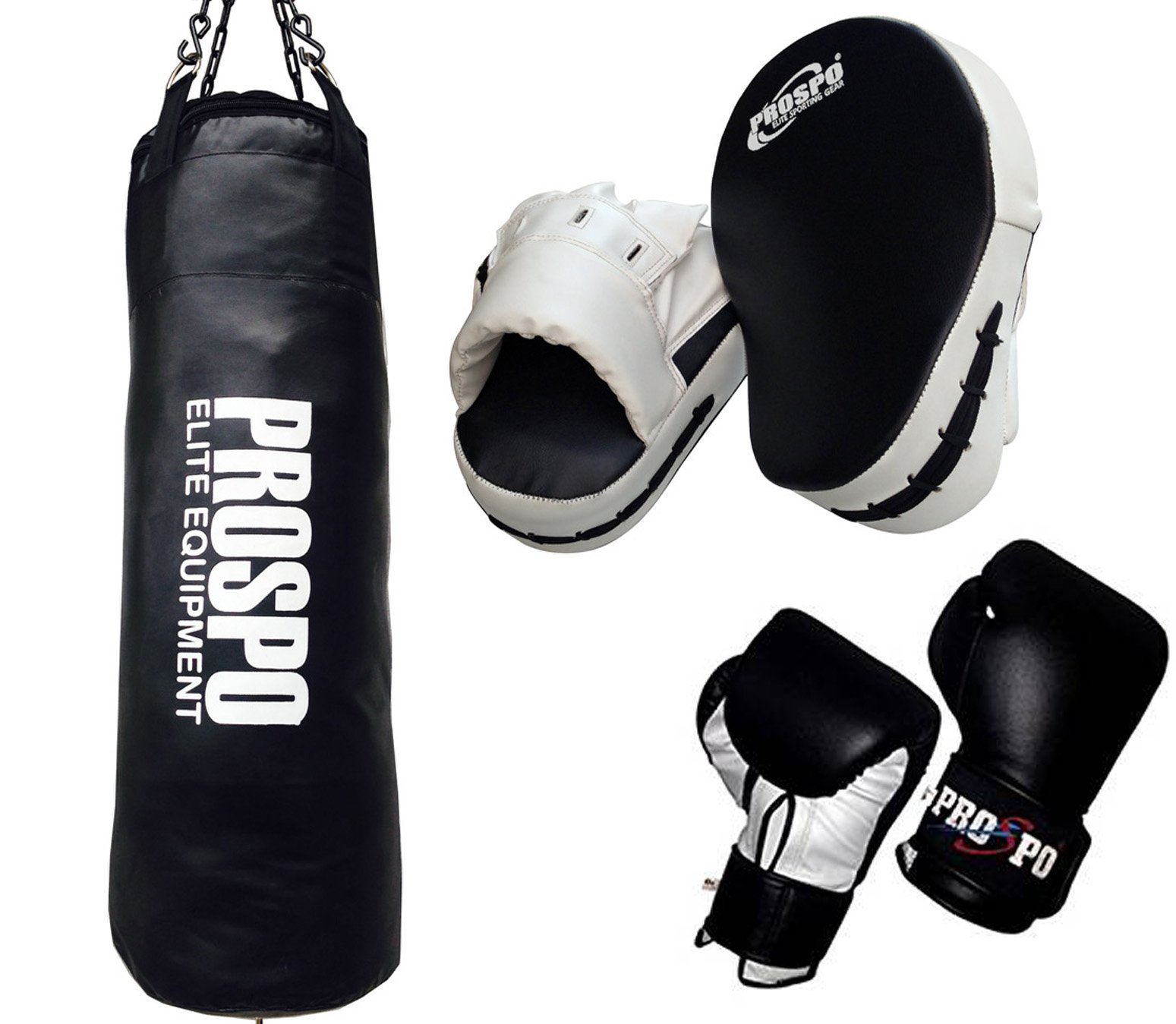 Prospo Punching Bag Srf 36 inch Unfilled with Chain and Straight Focus pad, 12oz Glove Boxing Gym Set, Boxing Kit, Boxing Set for Men, Boxing Kit for Men, Punching Bag Srf 36 inch Unfilled with Chain and Straight Focus pad, 12oz Glove