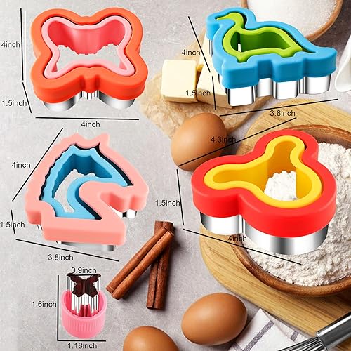 Miniatura 7 de Cortador de sándwiches y sellador para niños, 10 unidades de pan grande, desoxidante para hacer panqueques, galletas, frutas, verduras, cortadores