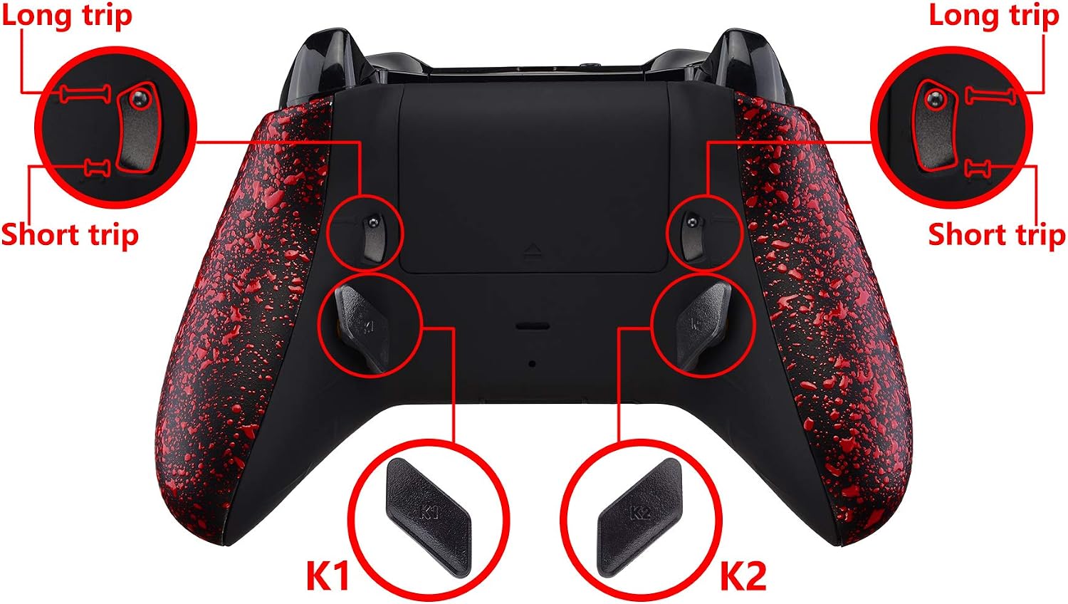 eXtremeRate Textured Red Lofty Programable Remap & Trigger Stop Kit, Upgrade Boards & Redesigned Back Shell & Side Rails & Back Buttons & Trigger Lock for Xbox One S/X Controller Model 1708