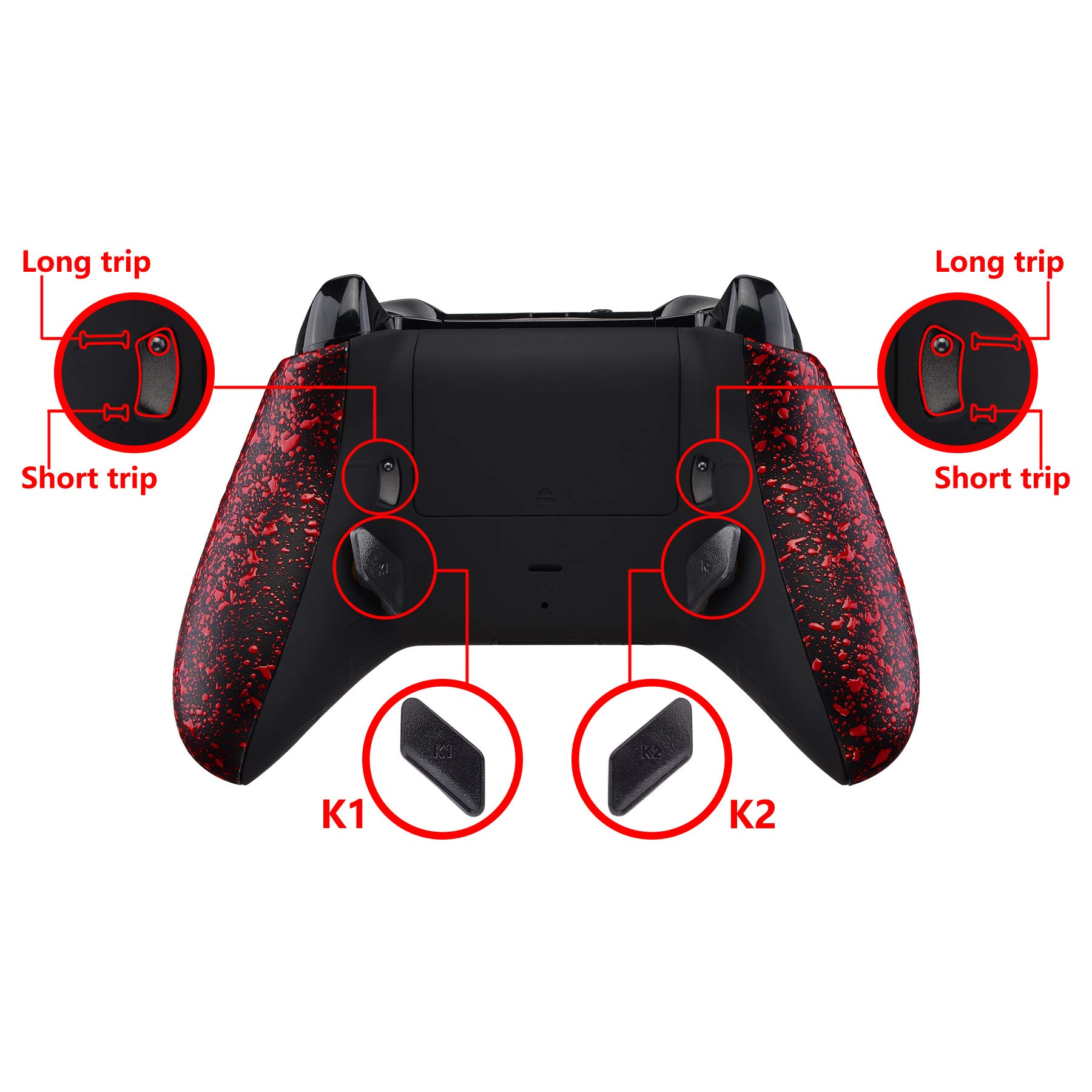 eXtremeRate Lofty Remap Kit avec Trigger Stop pour Xbox One S/X Manette, Coque Arrière avec Boutons Redessinés pour Xbox One S/X Manette (Modèle 1708)-Rouge Texturé