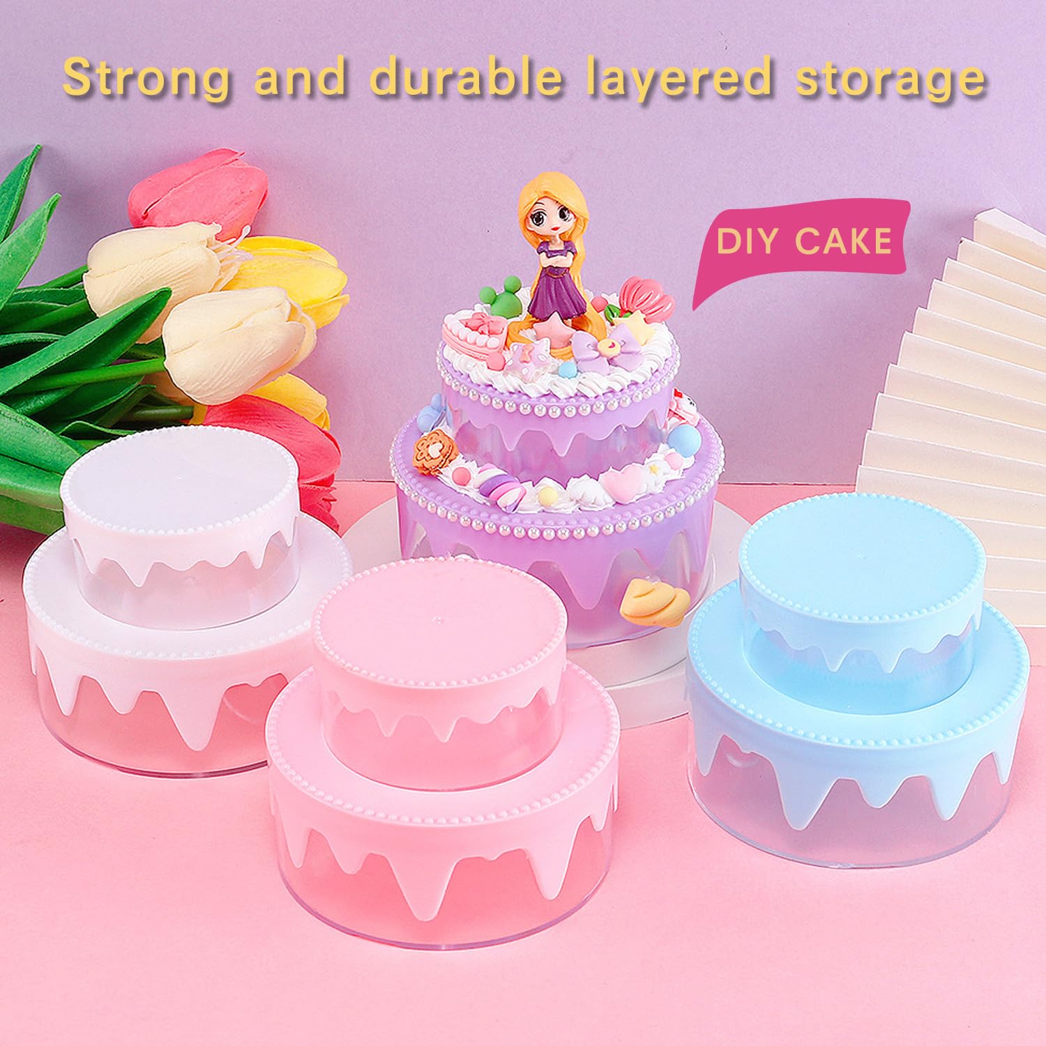 Double Layer Cake Box Storage Hairpin Headband, DIY Cake Style, Exercise Hands-on Ability, Imitation of Play House (Color-3)