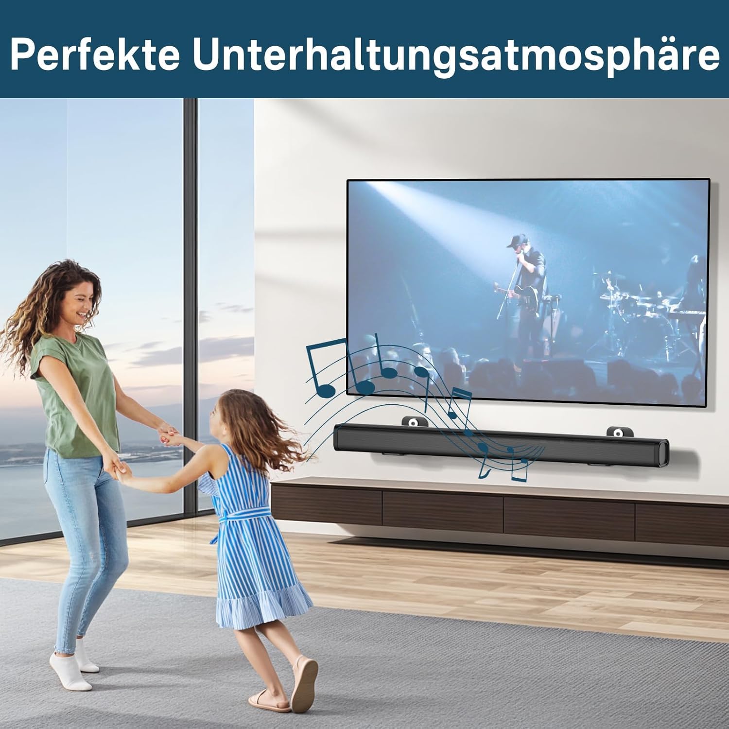 Supporto Soundbar da Parete Sotto TV, Staffa Universale per Soundbar – Compatibile con Samsung, LG, Sony, Bose, Vizio, Onn – Montaggio a Parete/Sotto TV