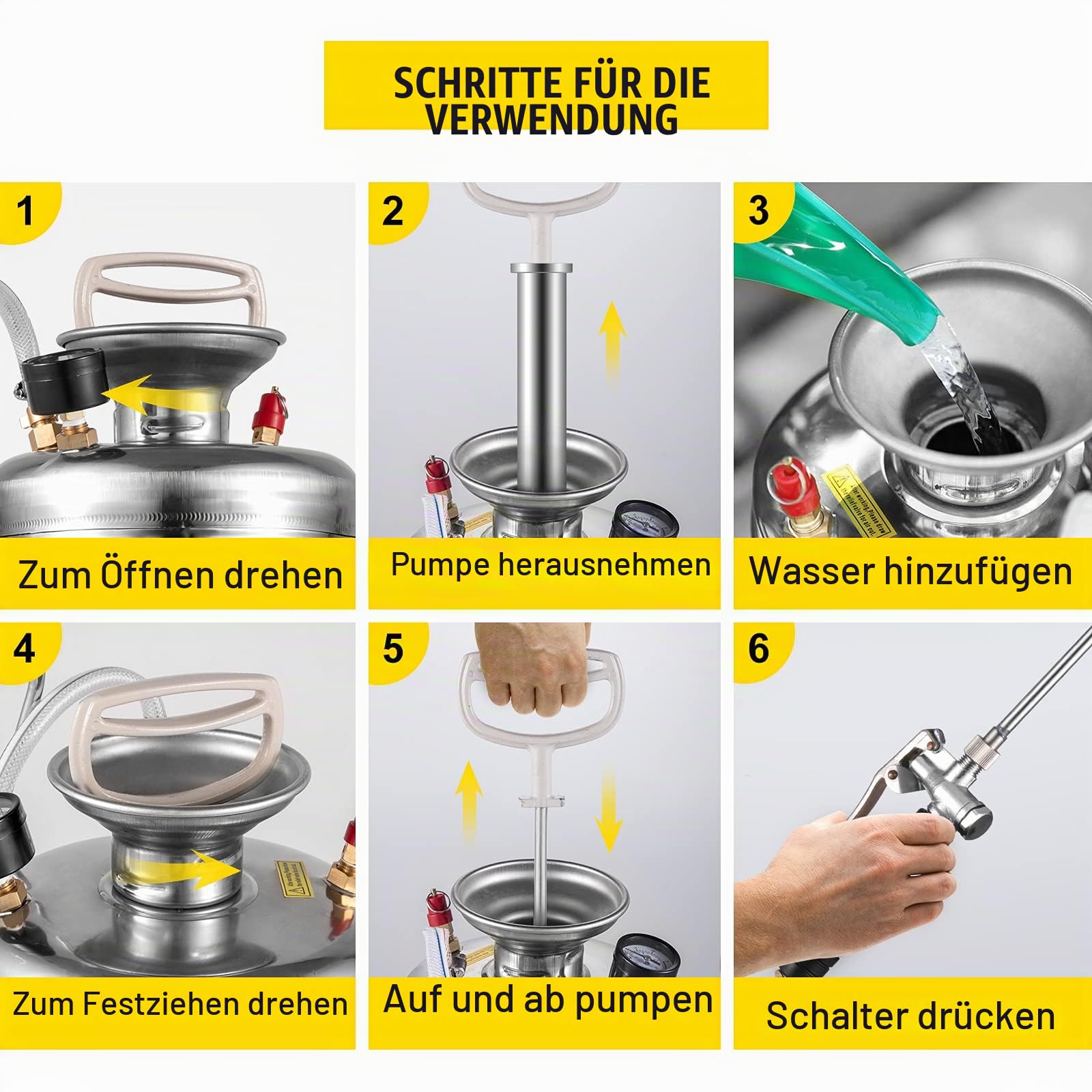 Vevor 12 l Drucksprüher, Edelstahl, Garten, Zerstäuber, für Pflanzen, für Gartenarbeit und Reinigung am Boden, geeignet für die heutigen Anforderungen in Industrie, Landwirtschaft, Handel, Medizin