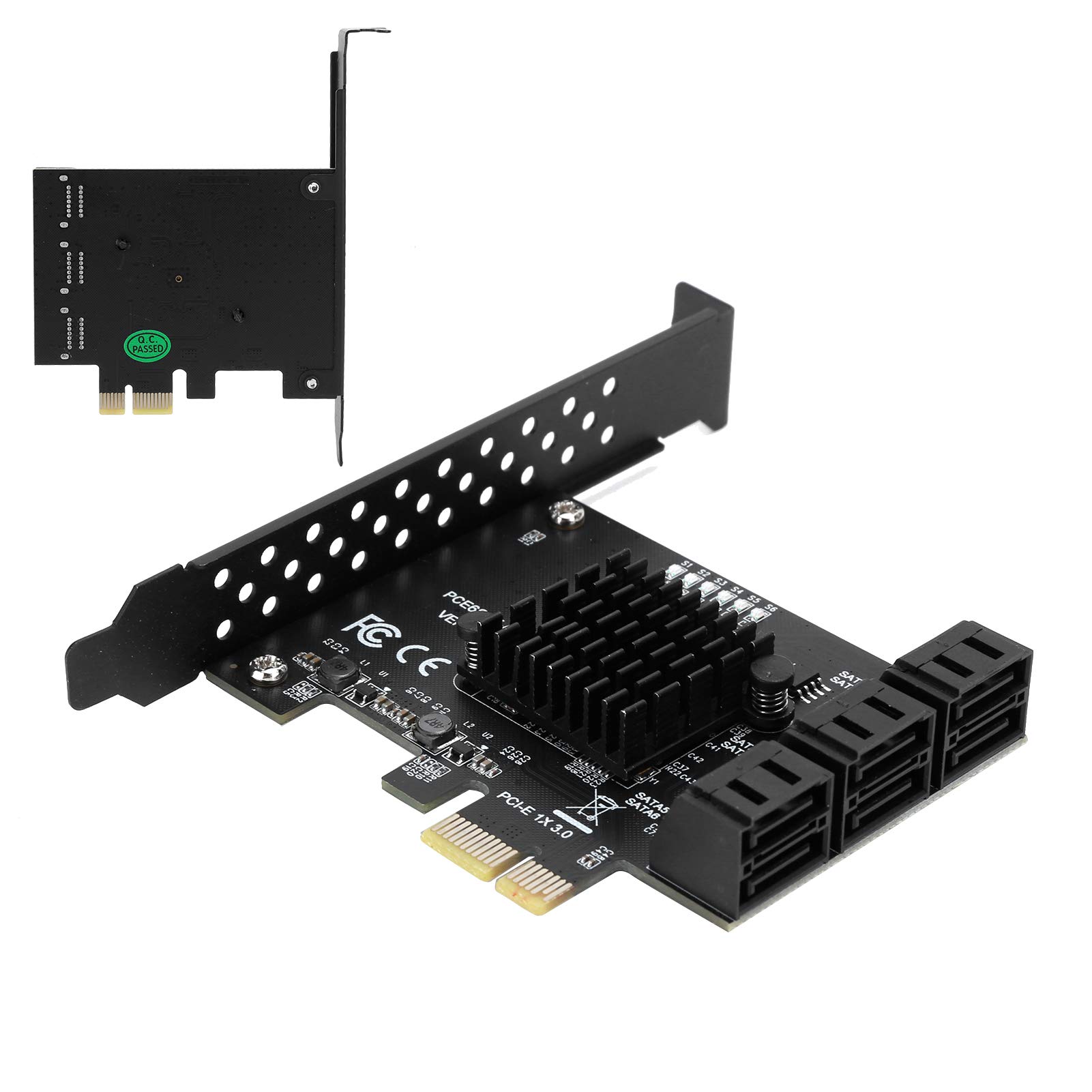Sxhlseller Scheda PCIe III a 6 Porte, Controller ASM1166, 6 Gbps con LED