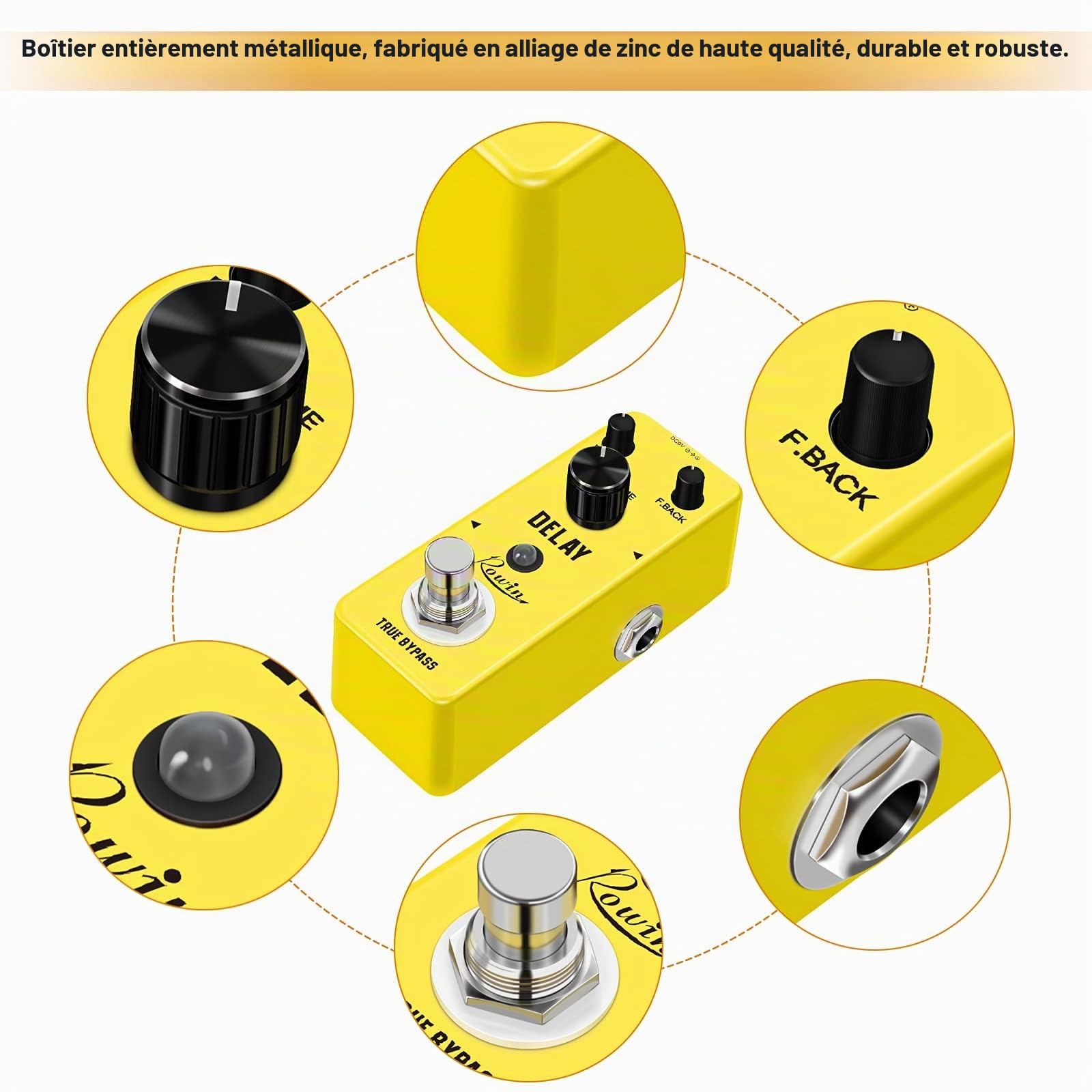 Rowin Guitar Delay Pedal Analog Classicl Delay Effect with True Bypass Switching, Fully Analog Circuit Universal for Guitar