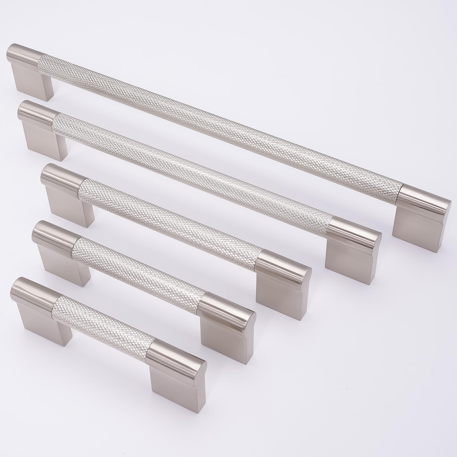 Küchenschrankgriffe, gerändelt, 320 mm, gebürstetes Satin-Nickel, gerändelt, Schubladengriffe, Küchenzubehör, 10 Stück