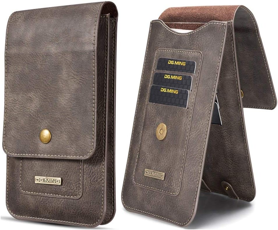 JennyflyMen Purse Waist Bag, Women Men 5.5 inch PU Leather Running Waist Pack Phone Waist Pouch Travel Carrying Case Sport Belt Bag Pouch Built in ID Card Slot for 5.5 inch Phone - Gray