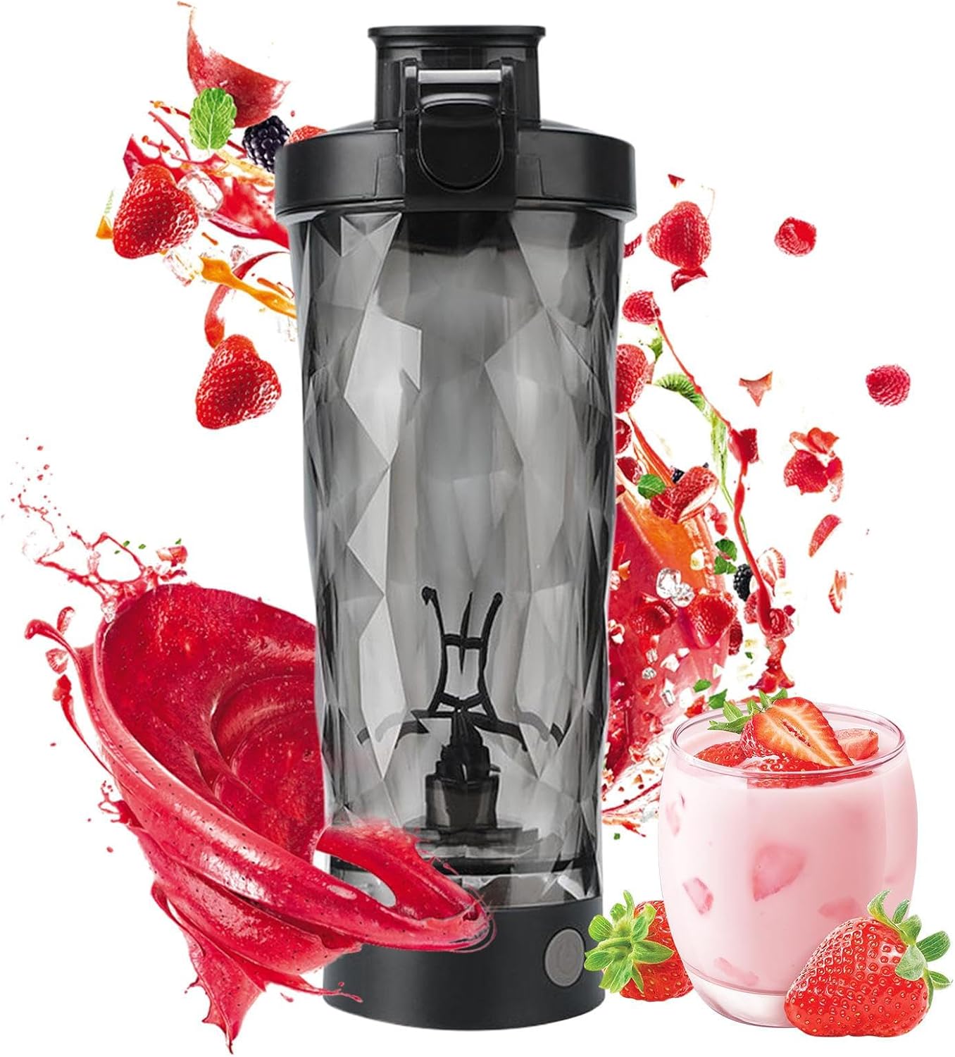 攪拌コーヒーマグ | 電動コーヒー攪拌カップ | 700ml ポータブルシェーカーボトル 旅行 ジム シェイク 抹茶 ドリンク メン