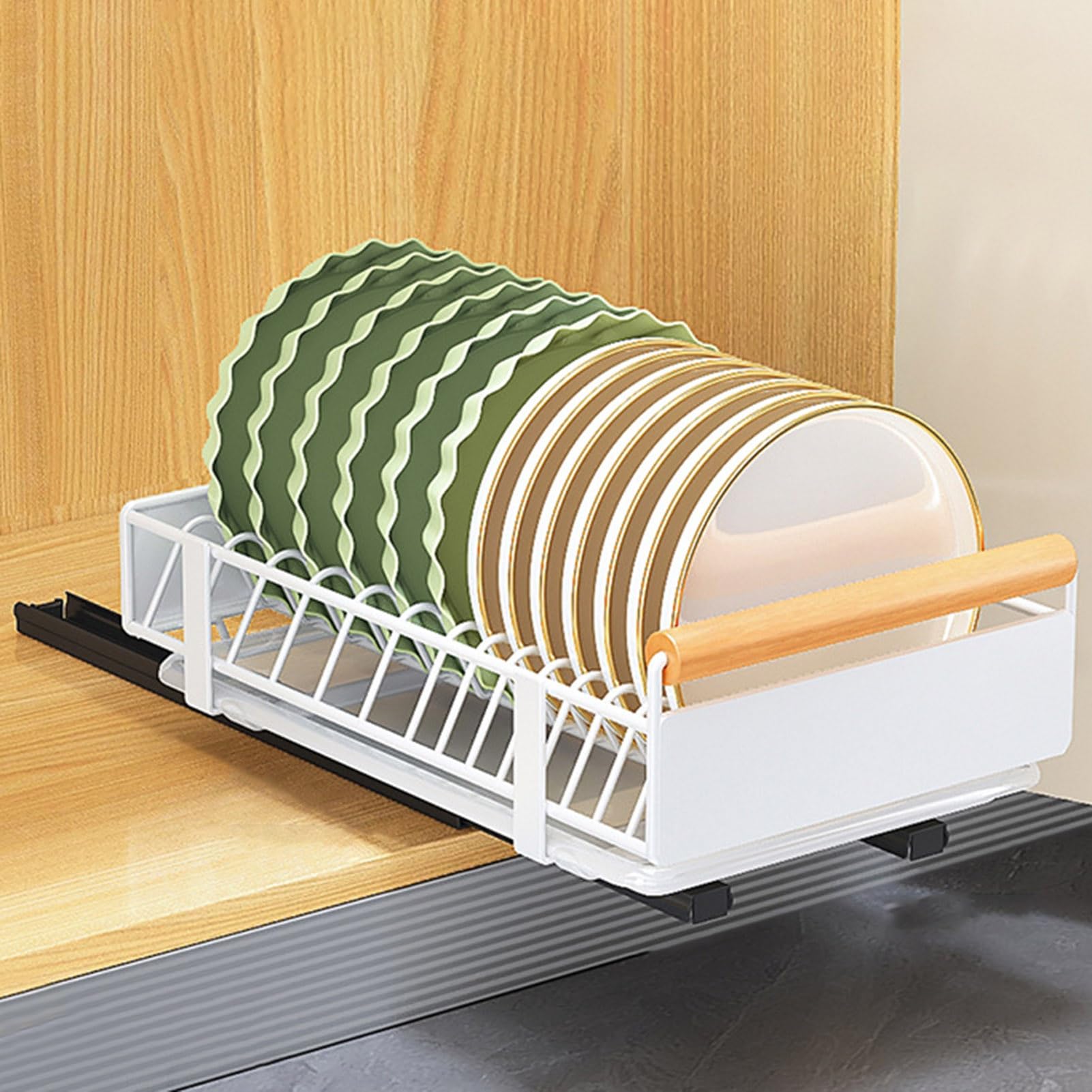 Extraíble Bja de Drenaje Multifuncal para Cocina - nizador de Almacenamiento de Platos con Cajón Deslizante Resistente y Desmontable Gran Capacidad para Ahorro de Espacio