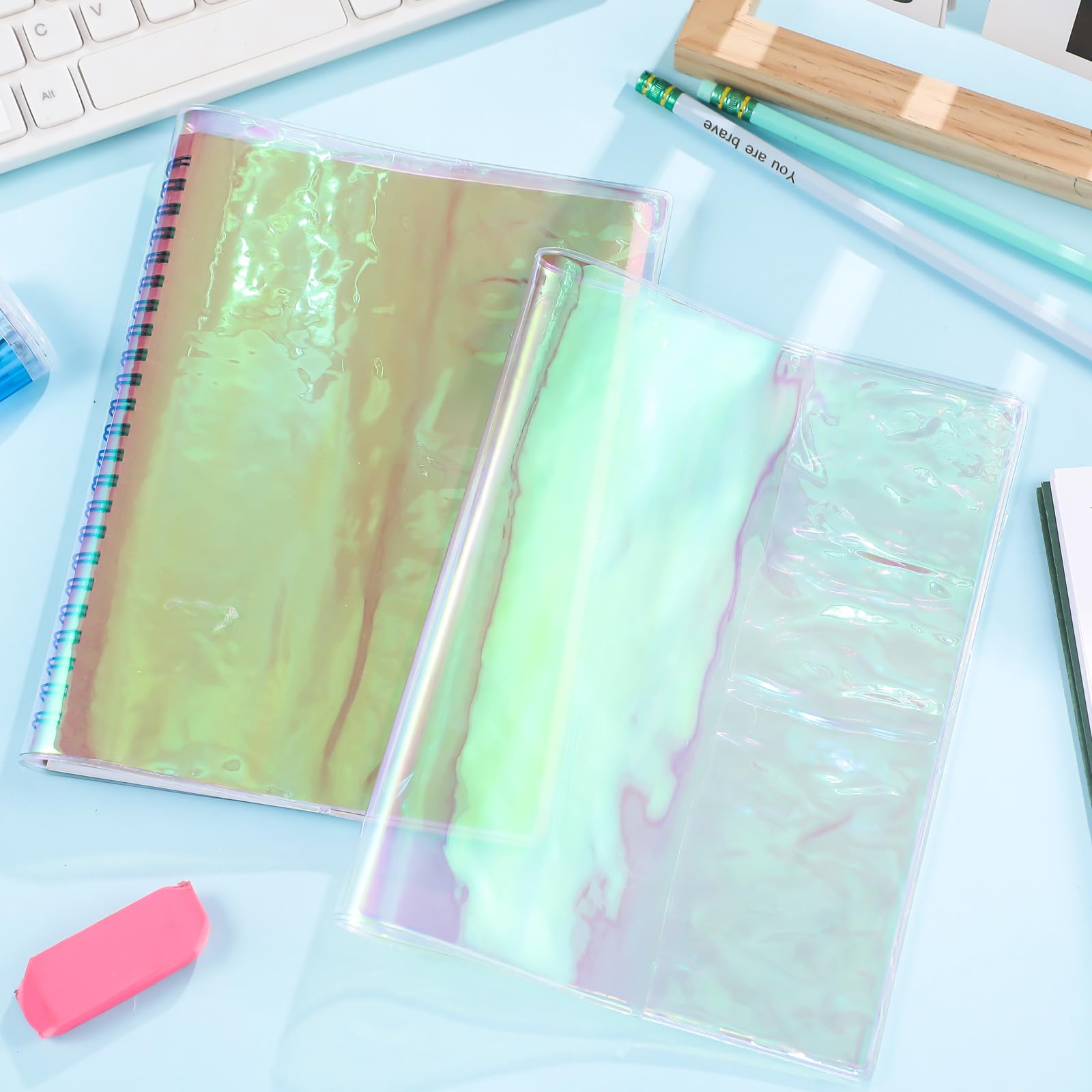 Photo 1 of Feifeiya 2 Pcs A5 Jelly Cover for Week Planner Transparent Handmade Holographic Jelly Planner Cover for Journal and Notebooks