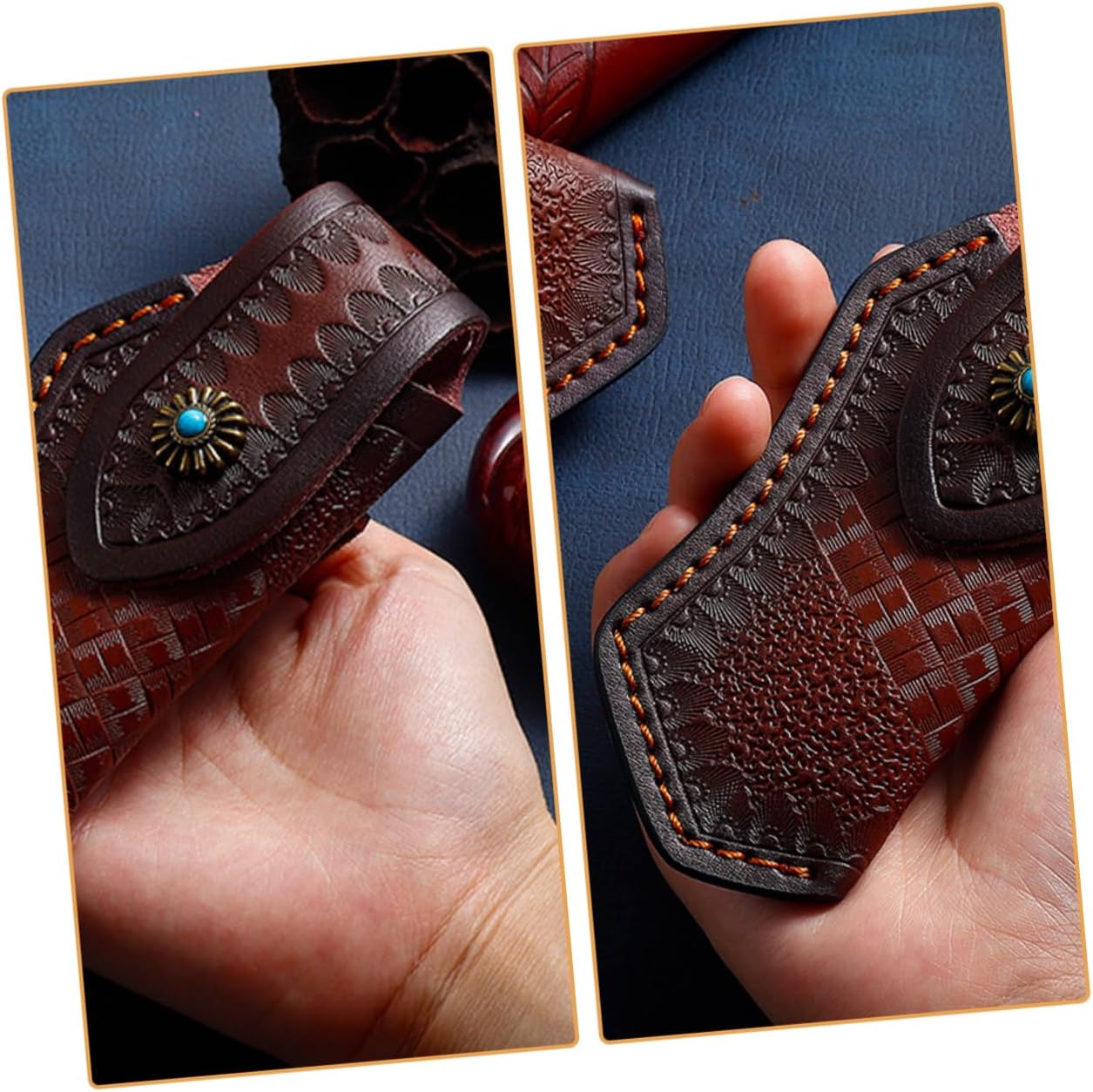 Handcrafted Two-Layer Cowhide Knife Sheath Outdoor Survival Cutter Cover Belt Loop for Convenient Carrying and Storage