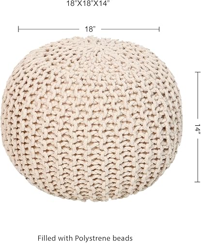 Miniatura 3 de REDEARTH Puf otomano redondo, tejido a mano, estilo bohemio, decoración del hogar, puf circular para sala de estar, guardería, dormitorio, sala de