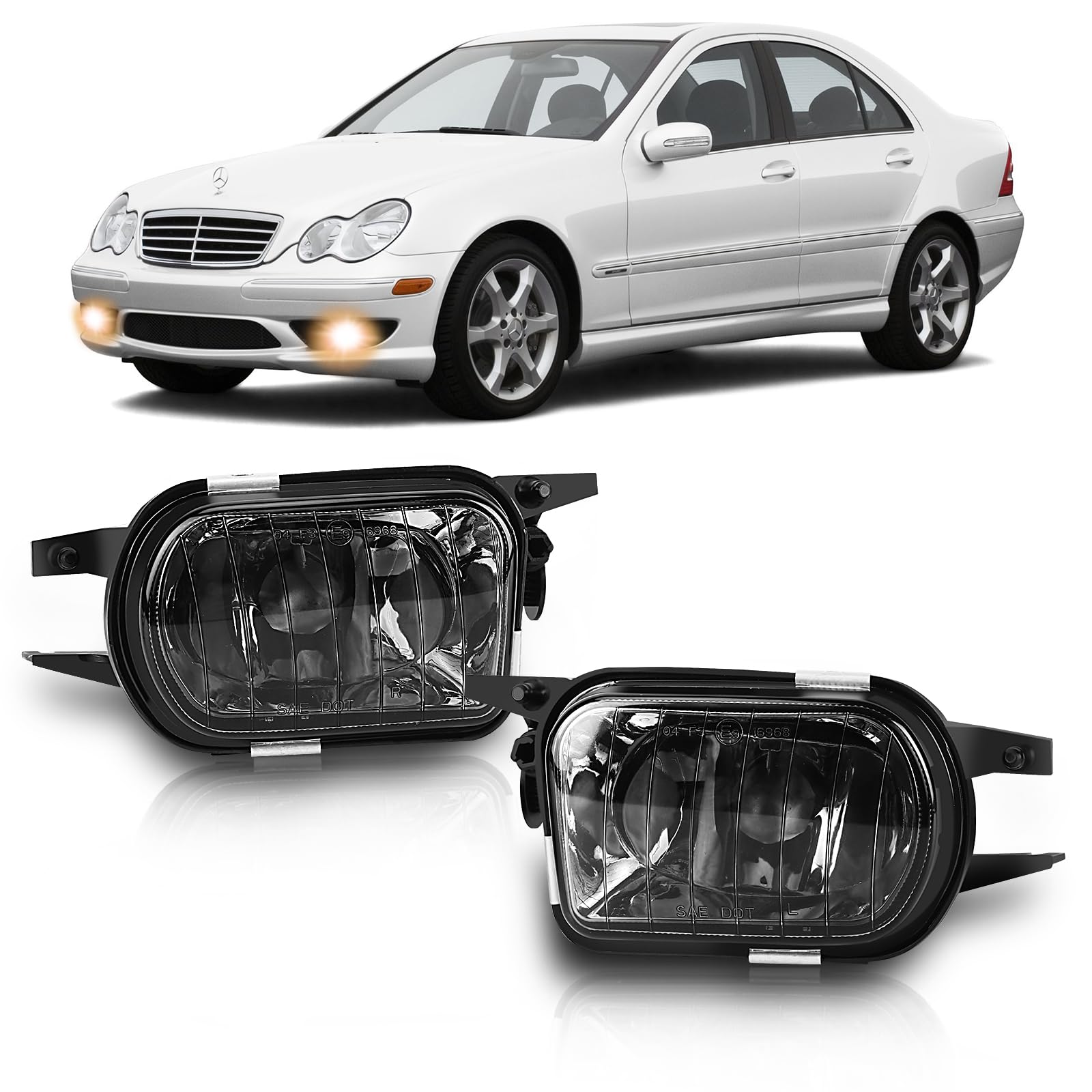 Luces antiniebla compatible con Mercedes Benz W203 S203 CL203 C209 A209 C215 R171, Clase C Sportcoupe CLC CLK S Coupe CL SLK, 05/2000-12/2011, 1 Par (Negro)