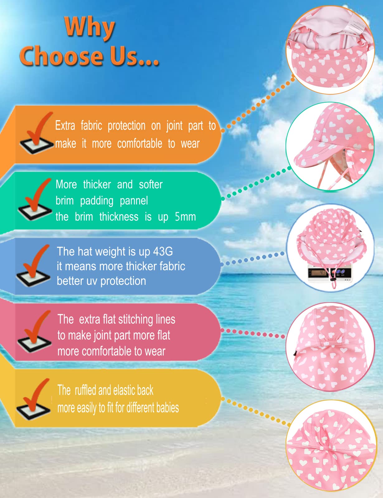 weVSwe Baby Girls Newborn Pink Heart Swimsuit Toddler Rash Guard Sun Protection Infant Swimwear with Sun Hat 6-12 Months