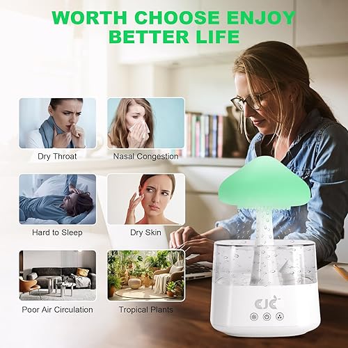 Miniatura 7 de Humidifiers for Bedroom, 7 Color-Changing Led Night Lights, Aromatherapy Essential Oil Diffusers, Bedside Mushroom Water Drip Cloud Diffuser