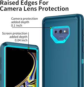 Galaxy Note 9用ケース 耐衝撃 落下防止 防塵 3層 フルボディ保護 高耐久 高衝撃ハードカバーケース Samasung Galaxy Note 9用 ターコイズ