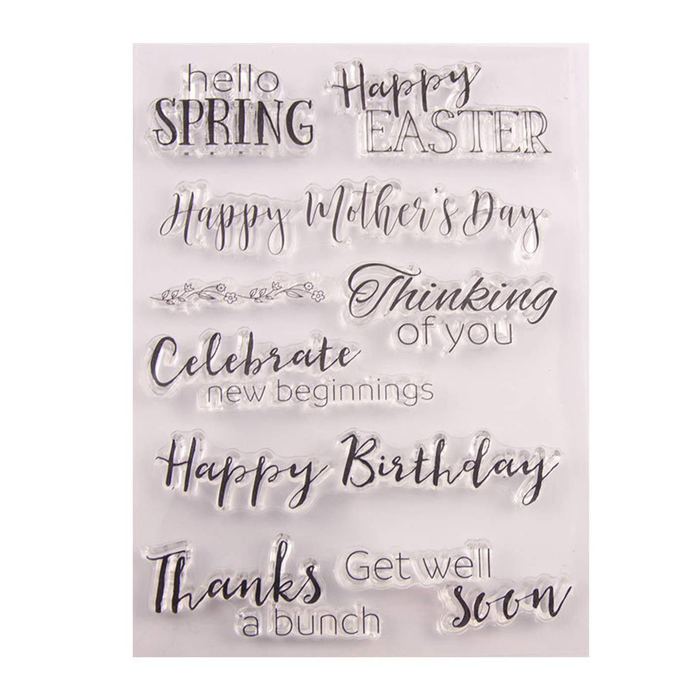 Arriettycraft Easter Greeting Phrases Hello Spring Happy Easter Mother's Day Happy Birthday Celebrate Sentiments Greetings Clear Stamps For Cards Making Decoration Clear Stamps Or Scrapbooking Paper Craft Tools-A1542