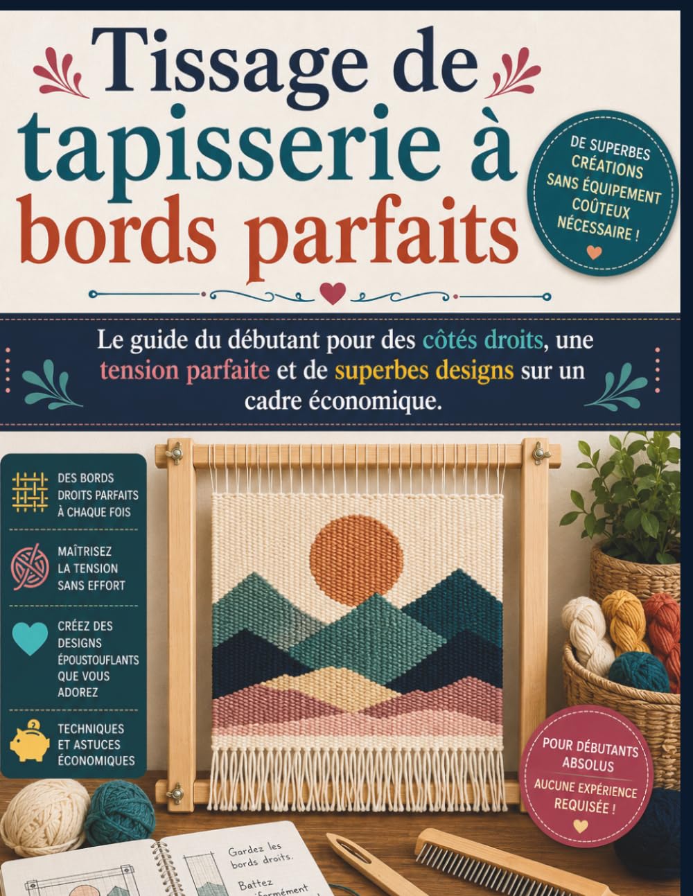 Tissage de tapisserie à bords parfaits: Le guide du débutant pour des côtés droits, une tension parfaite et de superbes designs sur un cadre économique. (French Edition)