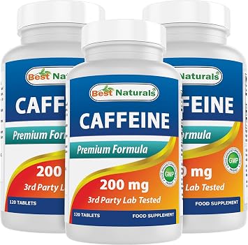 Best Naturals Caffeine Maximum Potency 200mg 120 Tablets 120 Count Pack of 3