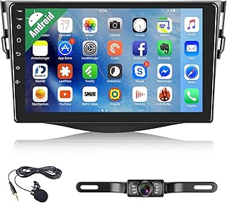 Android Car Stereo for Toyota RAV4 2007 2008 2009 2010 2011 2012 Touch Screen 9 inch Multimedia Player GPS Navigation FM Radio Mirror Link for Android/IOS Bluetooth WiFi SWC + Backup Camera&Microphone