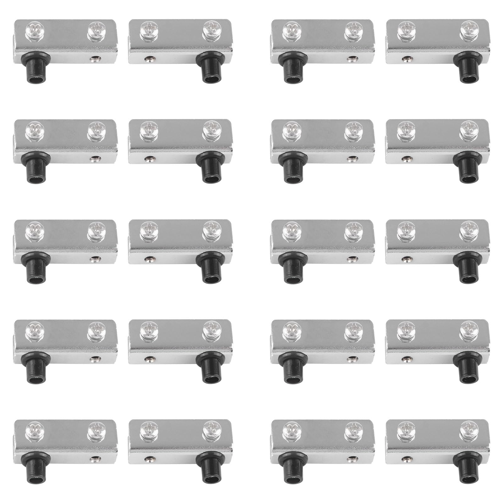 20 Paar/40 Stück rahmenlose Glastür-Schwenkscharniere Verstellbare Glas-Schranktür-Klammerscharniere Passend für 4-6 mm frei schwingendes Glas (Silber)