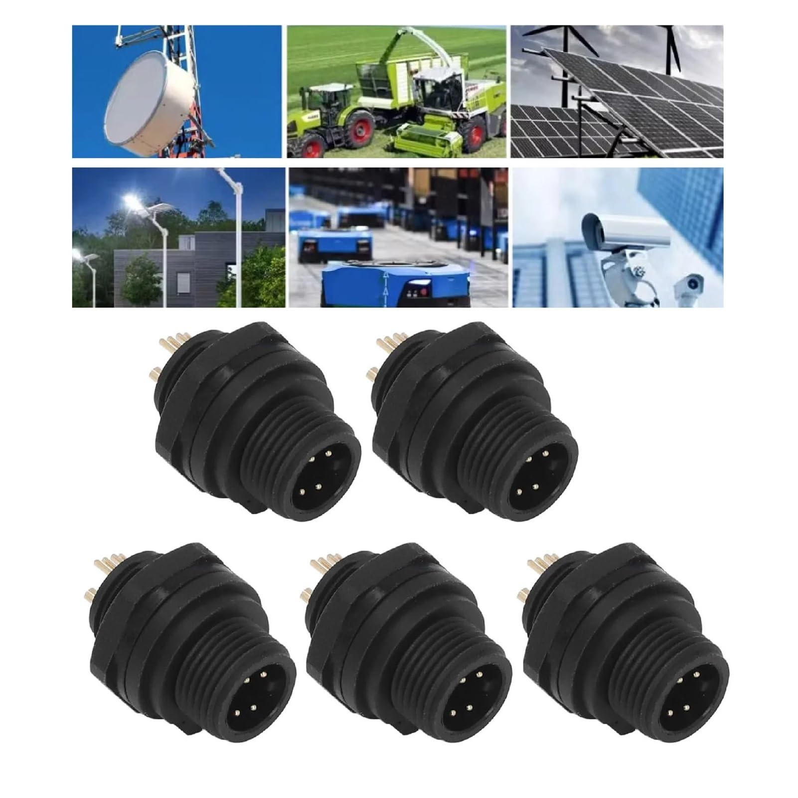 5 conectores industriales IP67 resistentes al agua de aislamiento de 4 pines para cable de aviación eléctrica de enchufe rápido