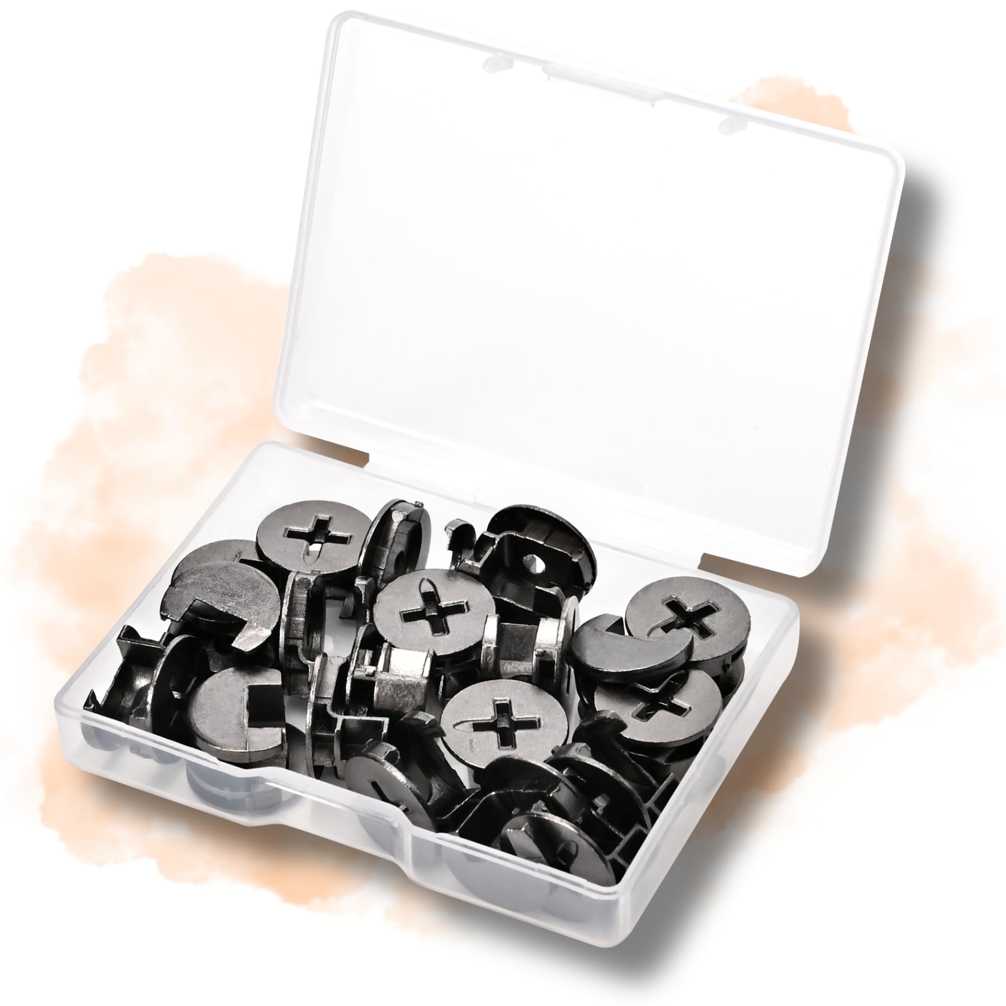 YaaYii Cam Locks for Furniture Eccentric Wheels 15x11.5mm 20 Pcs, Black Furniture Cam Lock Fasteners Compitable with IKEA Hardware Parts, Multi-Size