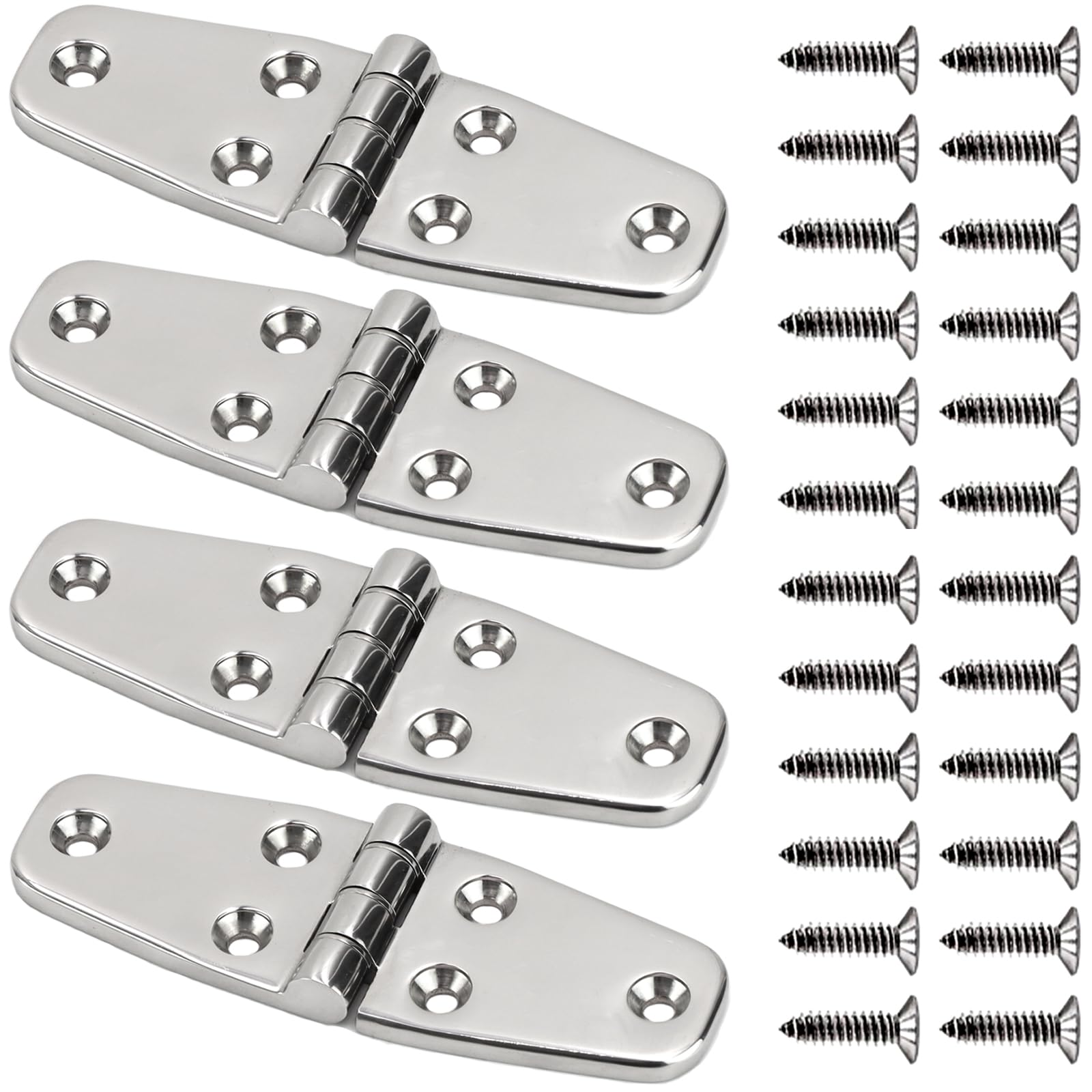 Laorde 316 Stainless Steel Boat Hinges Marine Grade 4 inch x 1.5 inch Heavy Duty Boat Hatch Hinge 102 mm x 38 mm Casting Cabinet Door Hinge with