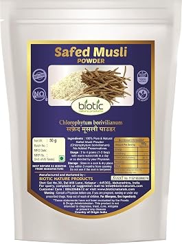 ZOZO Safed Musli Powder Chlorophytum borivilianum Safed Musali Root Powder - Swet Musli Churna - White Musli Powder - 50 gm