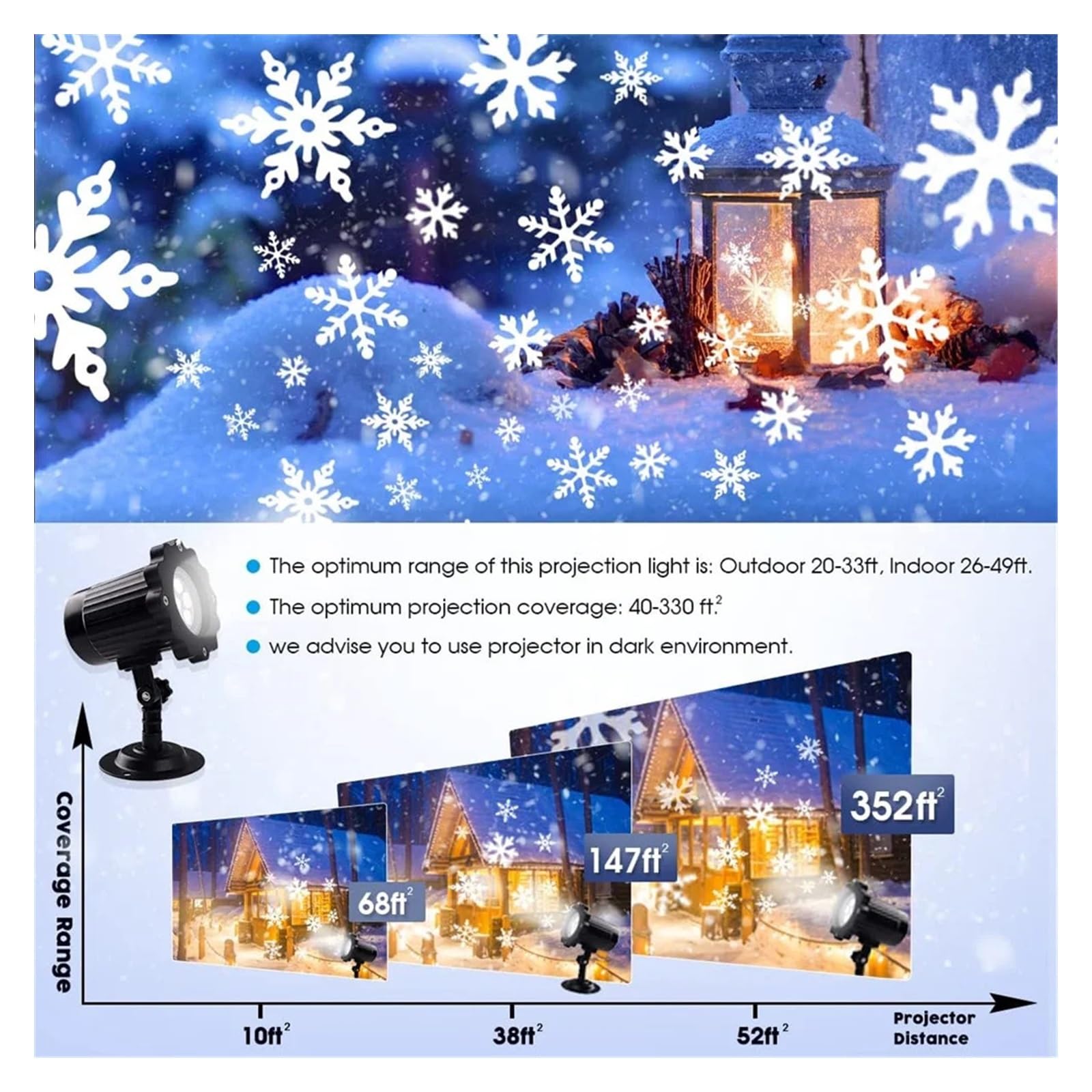 Il proiettore con fiocco di neve di Natale illumina la luce da palco a LED con effetto fiocco di neve impermeabile for esterni con telecomando for decorazioni natalizie