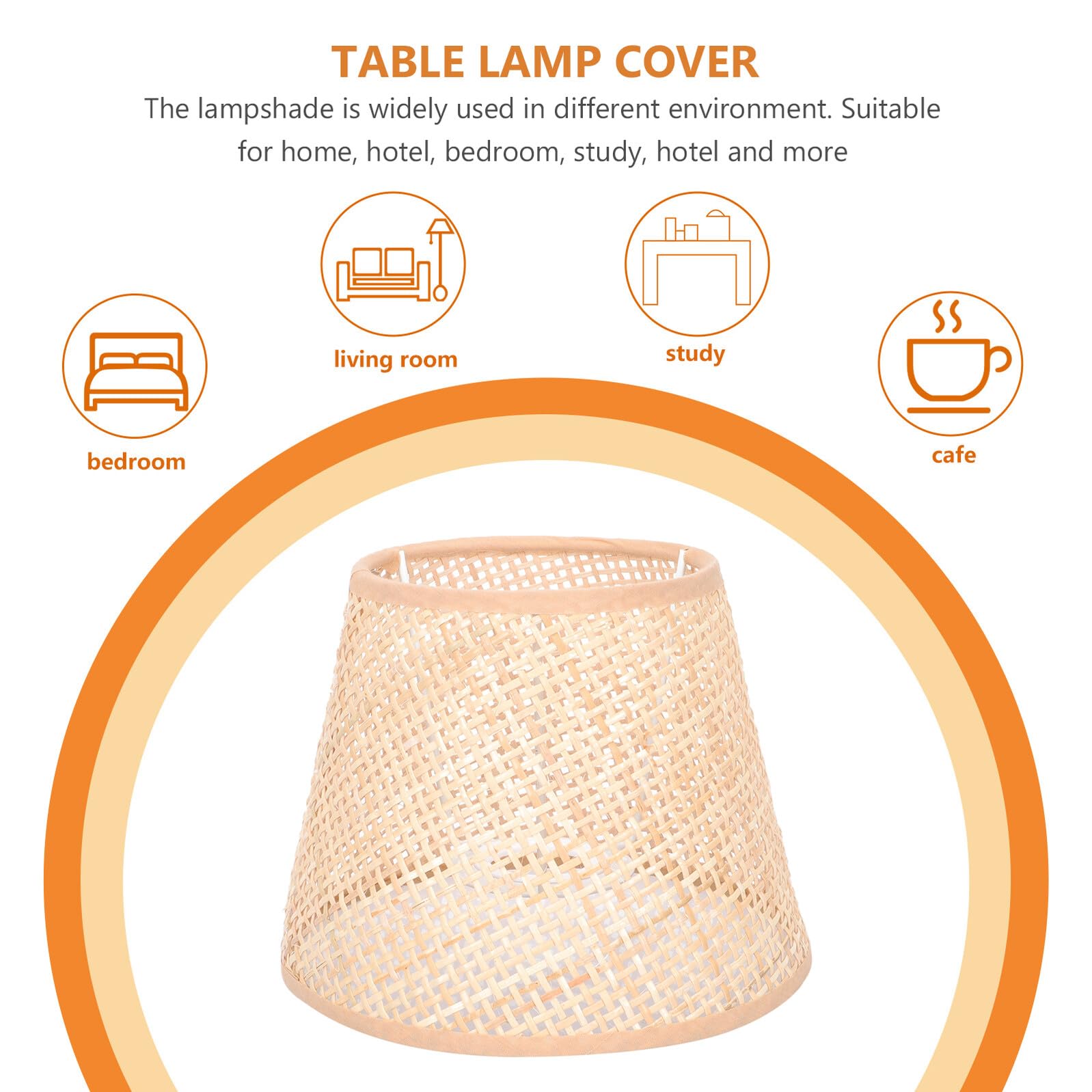 Pantalla tejida de ratán para lámpara de mesa E27 E14, pantalla de luz en forma de cono de 17 cm, cubierta de lámpara de escritorio de mimbre natural para el hogar y la oficina
